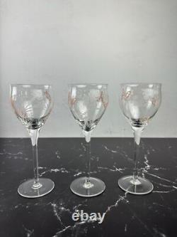 Vintage Givenchy Crystal Wine Glasses Set of 12 Etched Flowers and Butterflies