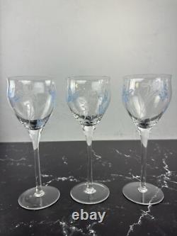 Vintage Givenchy Crystal Wine Glasses Set of 12 Etched Flowers and Butterflies