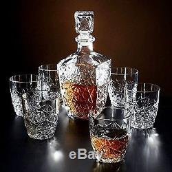 Vintage Glass Decanter Wine Stopper Bar Liquor Whiskey Bottle Decanter Rocks Cut