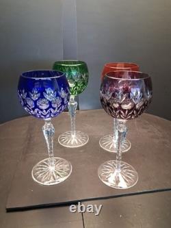 Vintage Godinger Dynasty Bohemian Cut Crytal Hock Wine Glasses Set Of 4. Nice