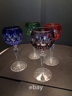 Vintage Godinger Dynasty Bohemian Cut Crytal Hock Wine Glasses Set Of 4. Nice