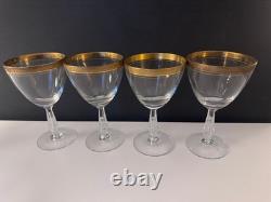 Vintage Gold Band Rim Glasses Goblets Wine Champagne Cordials Set 13 Unique Stem
