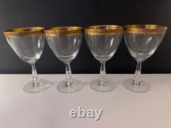 Vintage Gold Band Rim Glasses Goblets Wine Champagne Cordials Set 13 Unique Stem