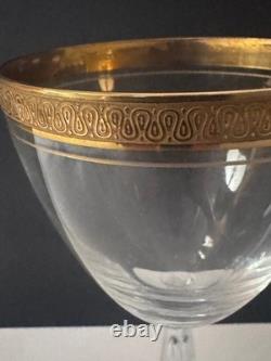 Vintage Gold Band Rim Glasses Goblets Wine Champagne Cordials Set 13 Unique Stem