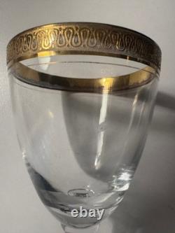 Vintage Gold Band Rim Glasses Goblets Wine Champagne Cordials Set 13 Unique Stem