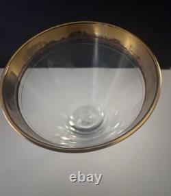 Vintage Gold Band Rim Glasses Goblets Wine Champagne Cordials Set 13 Unique Stem