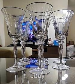 Vintage Grand Manor Gorham Crystal Wine Glasses Set of 8 Platinum Rim 9 Tall