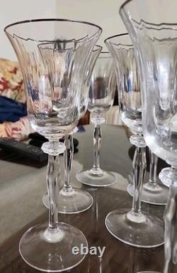 Vintage Grand Manor Gorham Crystal Wine Glasses Set of 8 Platinum Rim 9 Tall
