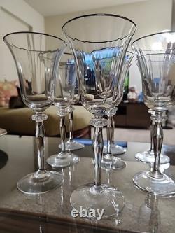 Vintage Grand Manor Gorham Crystal Wine Glasses Set of 8 Platinum Rim 9 Tall