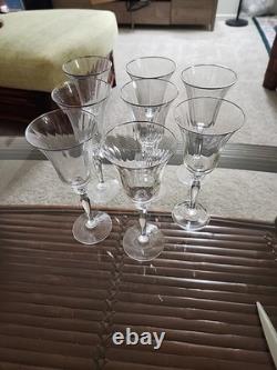 Vintage Grand Manor Gorham Crystal Wine Glasses Set of 8 Platinum Rim 9 Tall