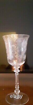 Vintage Heisey Crystal ORCHID Wine/Water Goblet Glasses Set/5 8 1/4 in