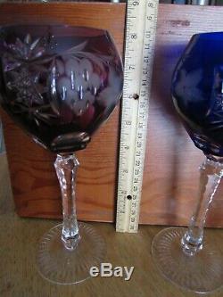 Vintage Jewel Colored Crystal Lausitzer Wine Glass German Mouth Blown/hand cut