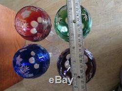 Vintage Jewel Colored Crystal Lausitzer Wine Glass German Mouth Blown/hand cut