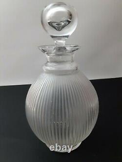 Vintage Lalique, France Langeais Frosted Art Glass Ribbed Decanter AS IS