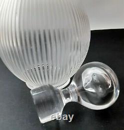 Vintage Lalique, France Langeais Frosted Art Glass Ribbed Decanter AS IS