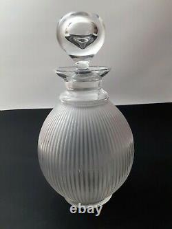 Vintage Lalique, France Langeais Frosted Art Glass Ribbed Decanter AS IS