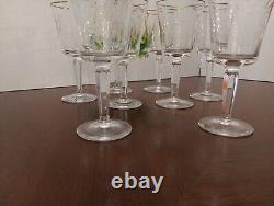 Vintage Lenox Autumn Thin Gold Band 8 Wine Glasses Hand Cut 6 1/2 Tall 7 oz