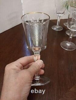 Vintage Lenox Autumn Thin Gold Band 8 Wine Glasses Hand Cut 6 1/2 Tall 7 oz