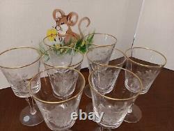 Vintage Lenox Autumn Thin Gold Band 8 Wine Glasses Hand Cut 6 1/2 Tall 7 oz