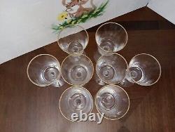 Vintage Lenox Autumn Thin Gold Band 8 Wine Glasses Hand Cut 6 1/2 Tall 7 oz