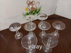 Vintage Lenox Autumn Thin Gold Band 8 Wine Glasses Hand Cut 6 1/2 Tall 7 oz