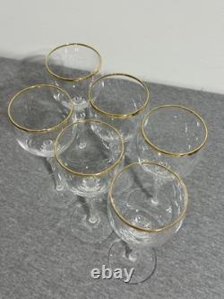 Vintage Lenox USA Crystal Wine Glasses Set of 6 Gold Rim Twisted Stem Elegant