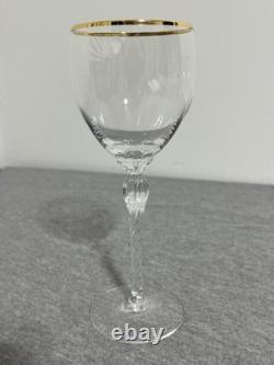 Vintage Lenox USA Crystal Wine Glasses Set of 6 Gold Rim Twisted Stem Elegant