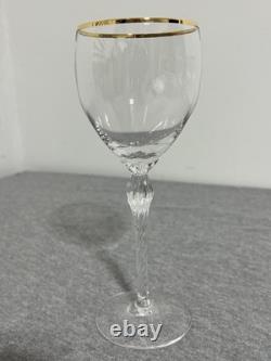 Vintage Lenox USA Crystal Wine Glasses Set of 6 Gold Rim Twisted Stem Elegant