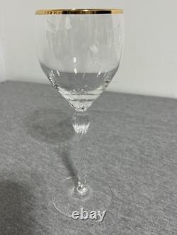 Vintage Lenox USA Crystal Wine Glasses Set of 6 Gold Rim Twisted Stem Elegant