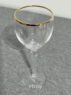 Vintage Lenox USA Crystal Wine Glasses Set of 6 Gold Rim Twisted Stem Elegant