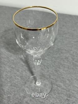 Vintage Lenox USA Crystal Wine Glasses Set of 6 Gold Rim Twisted Stem Elegant