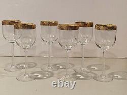 Vintage Lot of 6 Lenox Autumn Wide Gold Encrusted Band Wine Glass 7 1/4 Inch