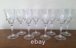 Vintage Mikasa Crystal 9 Wine Glasses Cut Fan Set Of 8 Faceted Stem