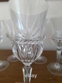 Vintage Mikasa Crystal 9 Wine Glasses Cut Fan Set Of 8 Faceted Stem