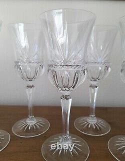 Vintage Mikasa Crystal 9 Wine Glasses Cut Fan Set Of 8 Faceted Stem