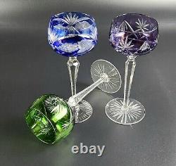 Vintage Multi-Color Cut-Crystal Mix & Match Wine Glasses Set of 3