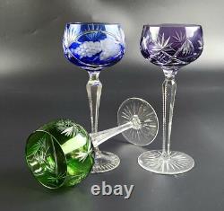 Vintage Multi-Color Cut-Crystal Mix & Match Wine Glasses Set of 3