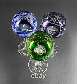Vintage Multi-Color Cut-Crystal Mix & Match Wine Glasses Set of 3