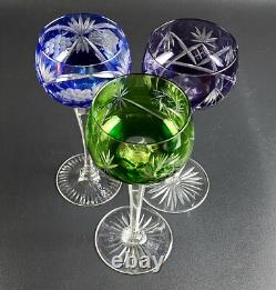 Vintage Multi-Color Cut-Crystal Mix & Match Wine Glasses Set of 3