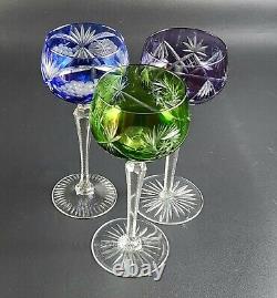 Vintage Multi-Color Cut-Crystal Mix & Match Wine Glasses Set of 3