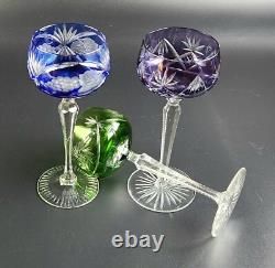 Vintage Multi-Color Cut-Crystal Mix & Match Wine Glasses Set of 3