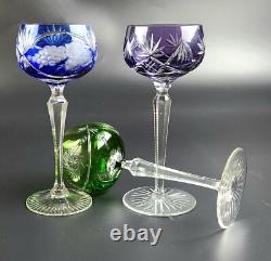 Vintage Multi-Color Cut-Crystal Mix & Match Wine Glasses Set of 3