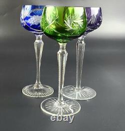 Vintage Multi-Color Cut-Crystal Mix & Match Wine Glasses Set of 3