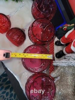 Vintage Nachtmann Traube Ruby Cranberry Lead Crystal tall hock wine glasses -6