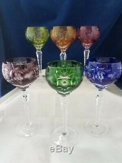 Vintage Nachtmann Traube crystal wine / hock glasses x 6! FREE UK P&P