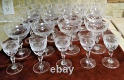 Vintage ORREFORS RIO CRYSTAL WINE GLASSES 23 Piece SET