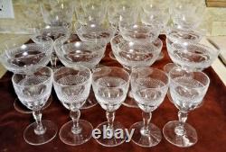 Vintage ORREFORS RIO CRYSTAL WINE GLASSES 23 Piece SET