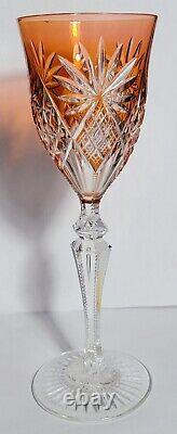 Vintage Orange Cut to Clear Crystal Wine Glass