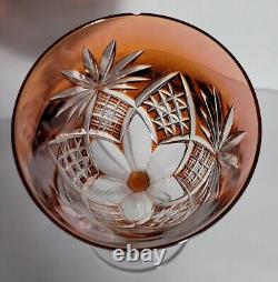 Vintage Orange Cut to Clear Crystal Wine Glass