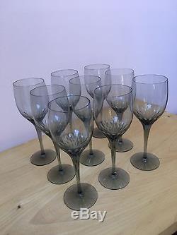 Vintage Orrefors Crystal Prelude Wine Glasses, Handcrafted, Set of 9 (Smoke)